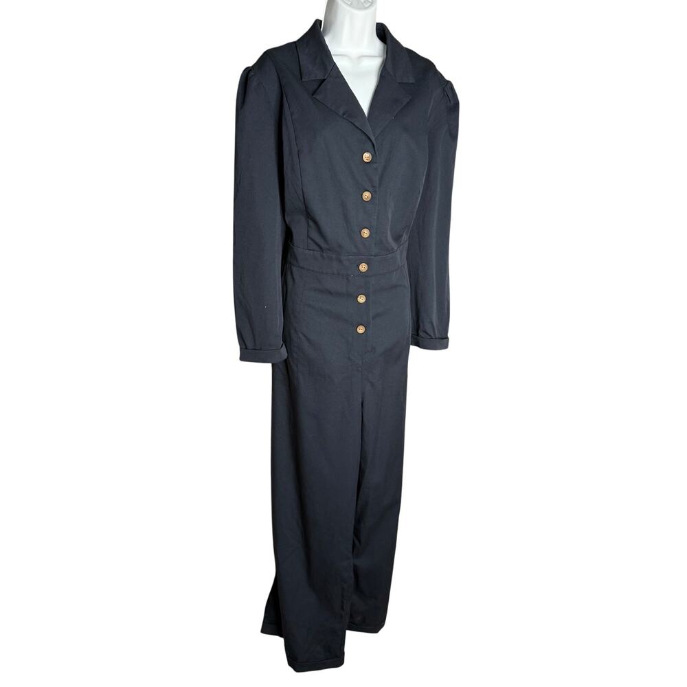 Unique Vintage Royal Monk Black Long Sleeve Button Up Jumpsuit 3XL NWOT